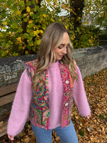 Tapestry Vintage Waistcoat - Pink
