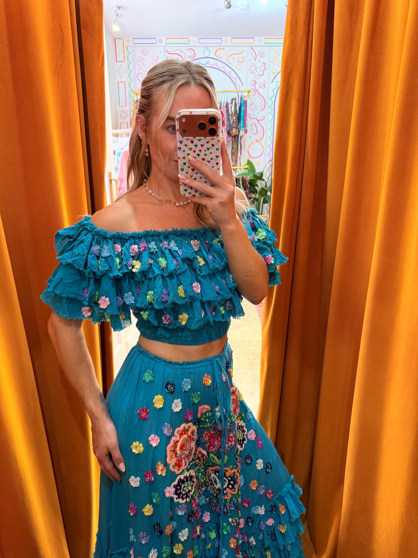 Gypsy Soul Teal Top & Skirt Co ord