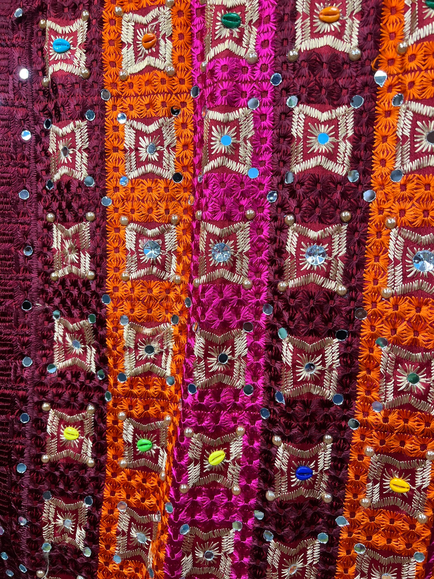 Phulkari Embellished Wool Pink Scarf - 11