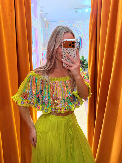 Gypsy Soul Neon Bardot Top & Skirt Co ord