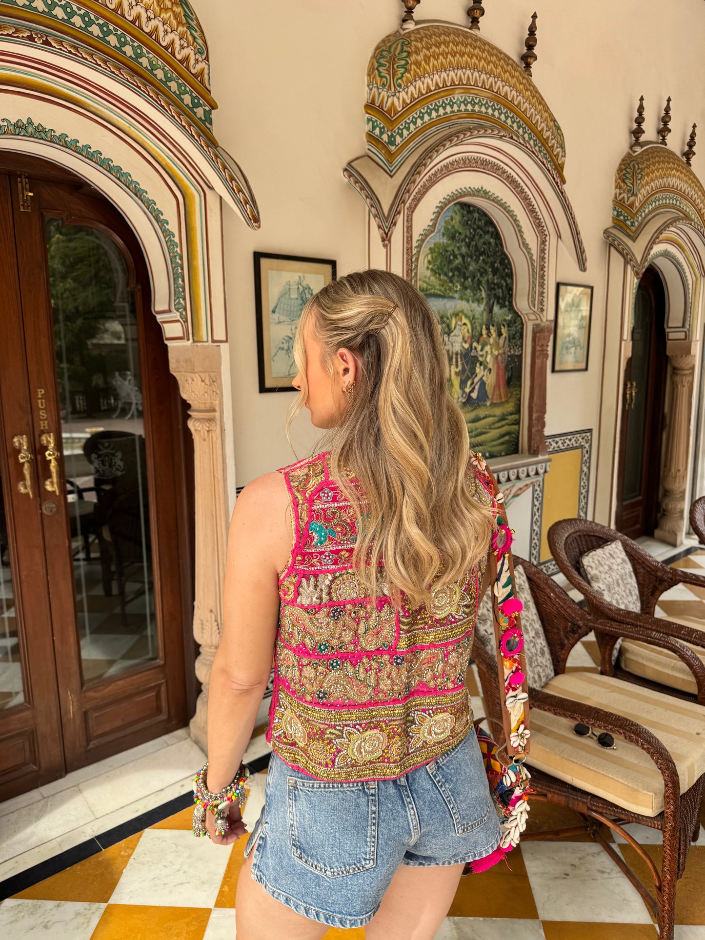 Tapestry Vintage Waistcoat - Pink