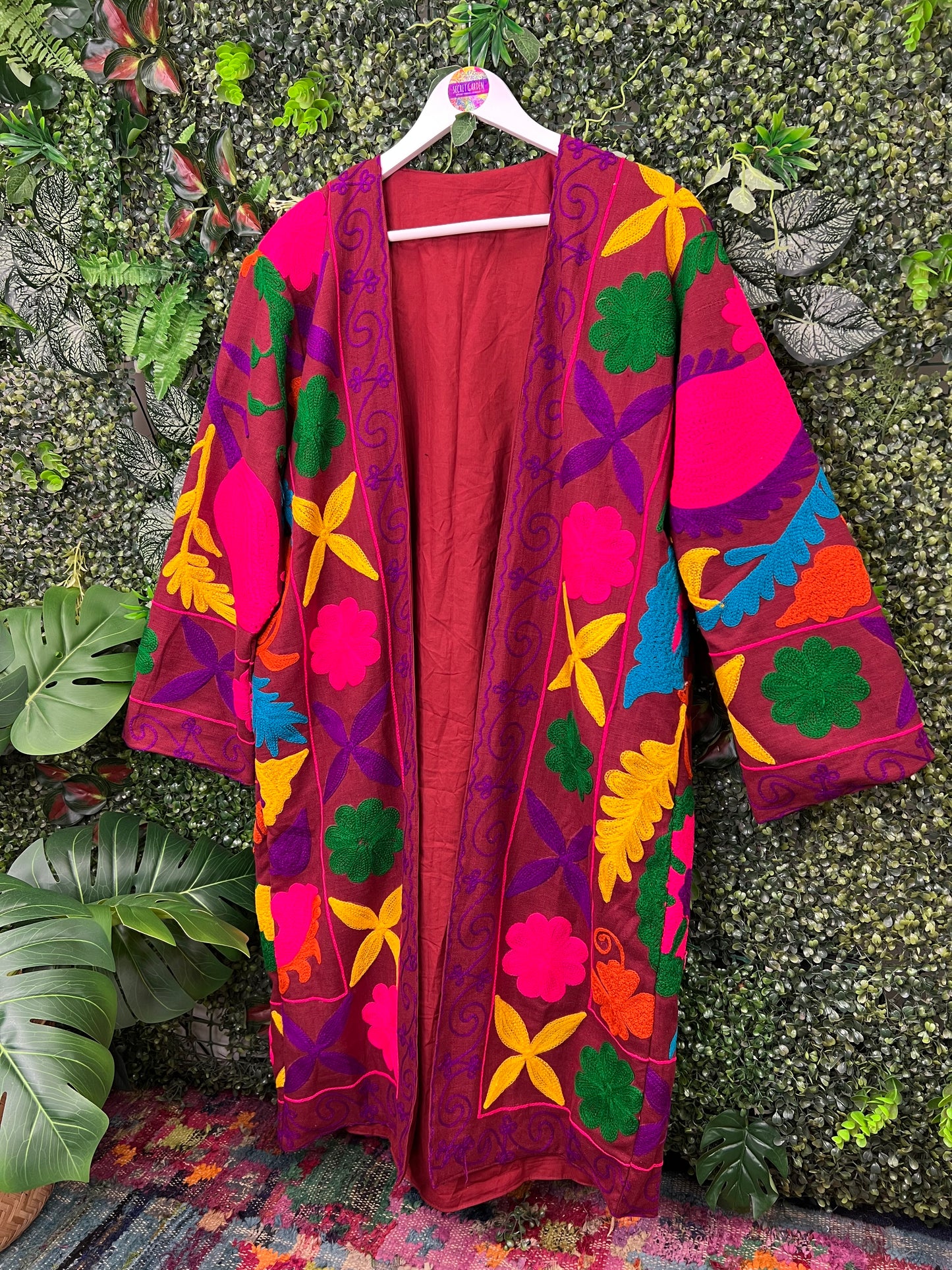Suzani Kimono Jacket - Burgundy