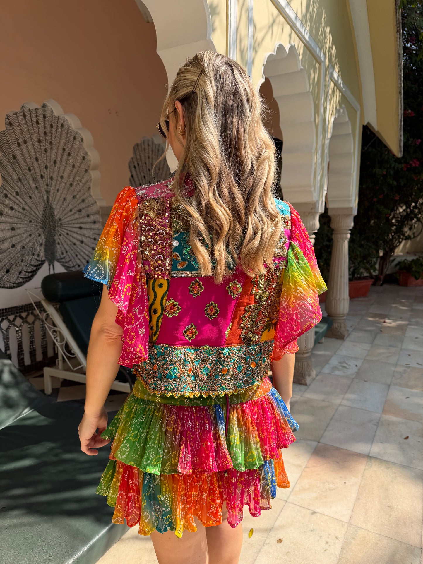 Rainbow Golden Hour Embellished Ruffle Jacket