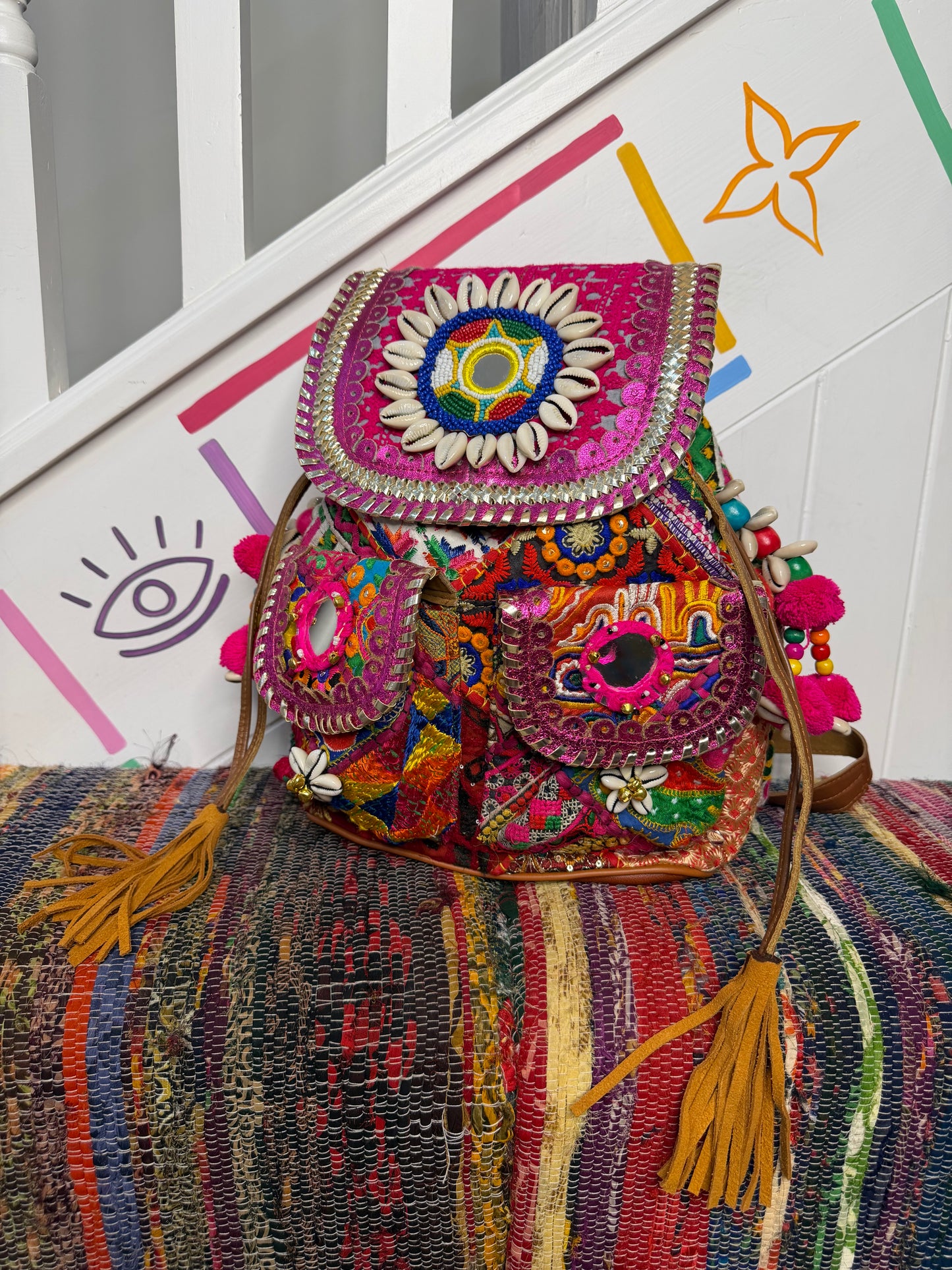 Boho Medium Pink Backpacks
