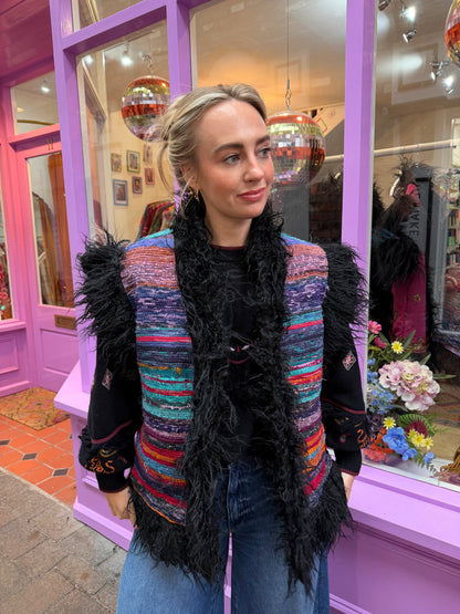 Faux Fur Rag Rug Gilet - 2