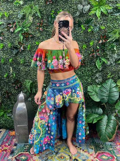 Gypsy Soul Ibiza Tie Dye Skirt & Top Blue & Green