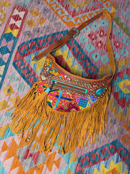 Boho Tan Saddle Fringe Bags
