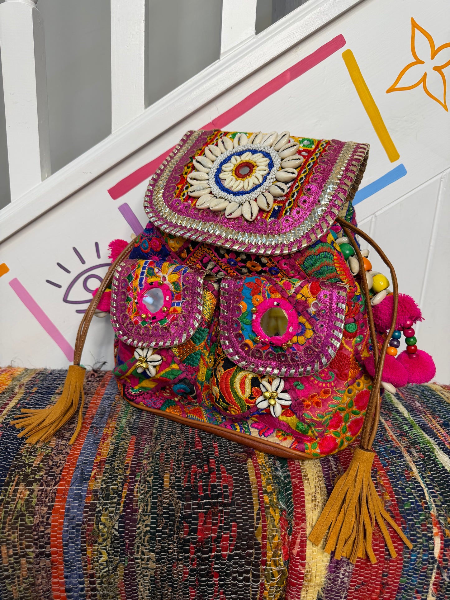 Boho Medium Pink Backpacks