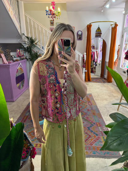 Tapestry Vintage Waistcoat - Pink