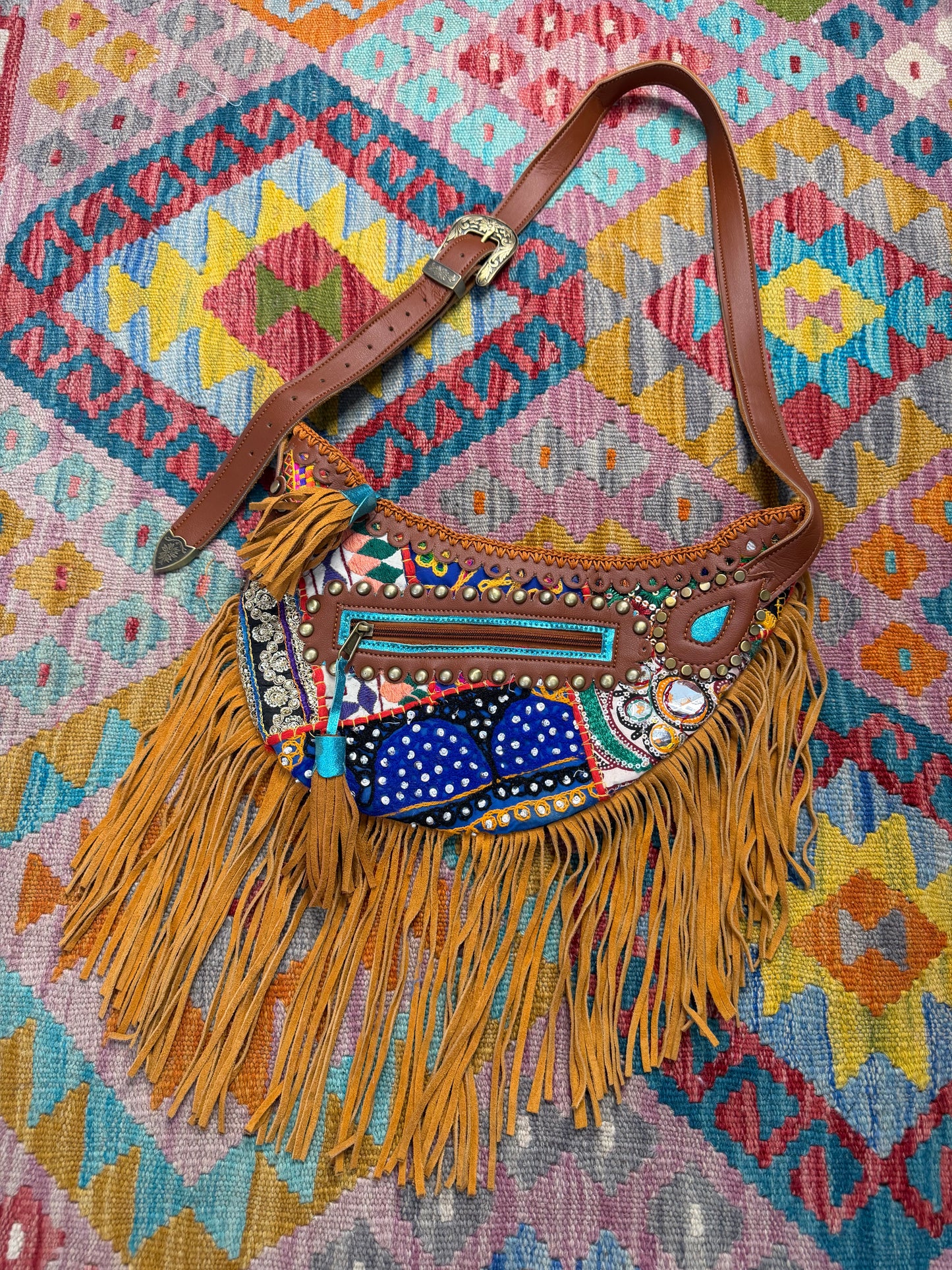Boho Tan Saddle Fringe Bags