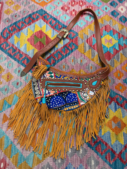 Boho Tan Saddle Fringe Bags