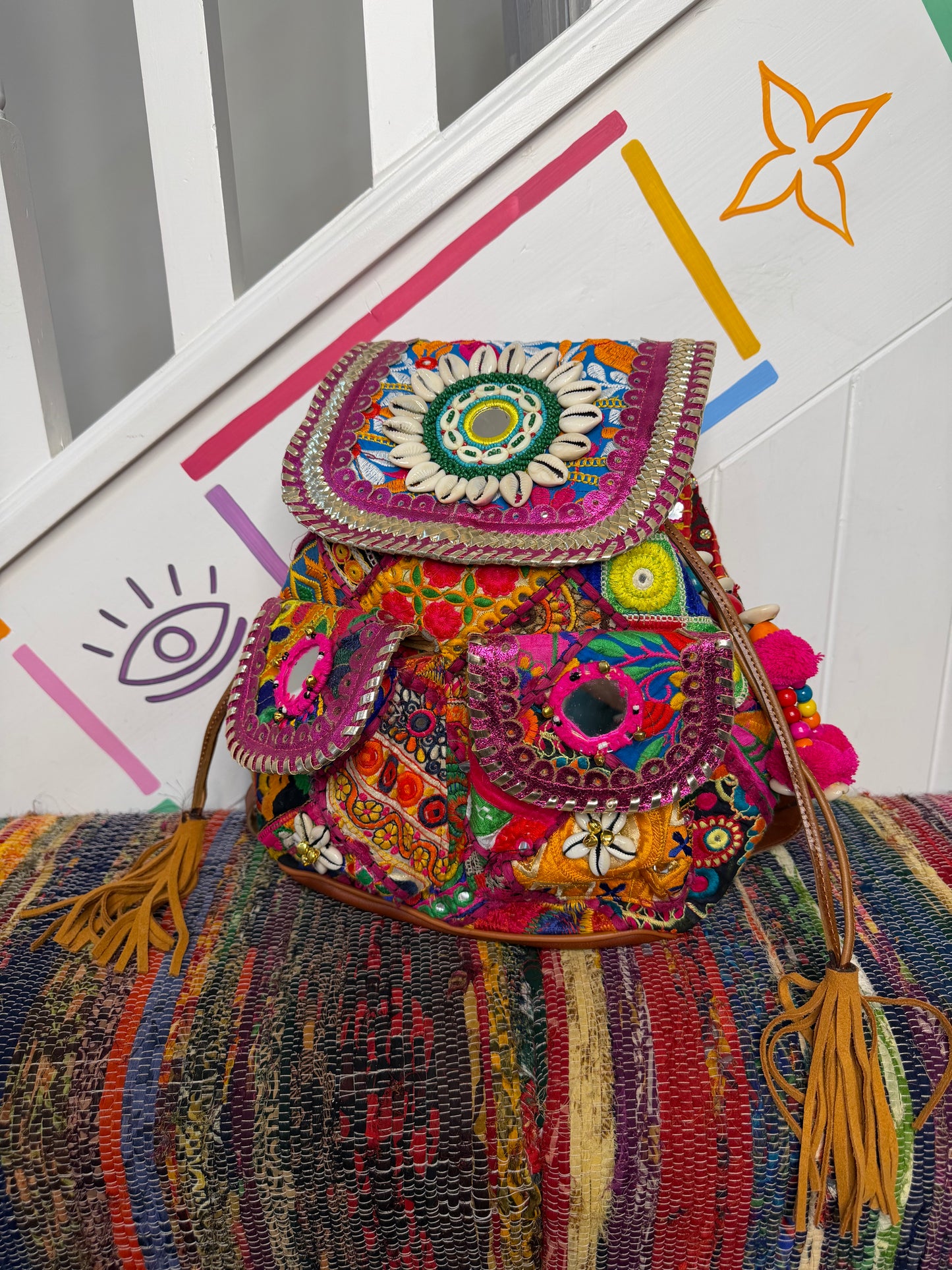 Boho Medium Pink Backpacks