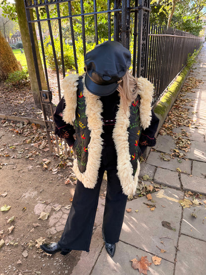Vintage Embroidered Fur Gilet
