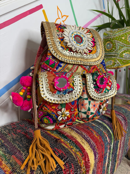 Boho Medium Gold Backpack