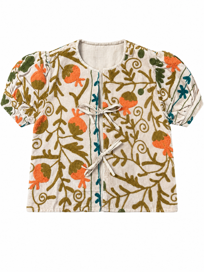 Velvet Suzani Bow Top