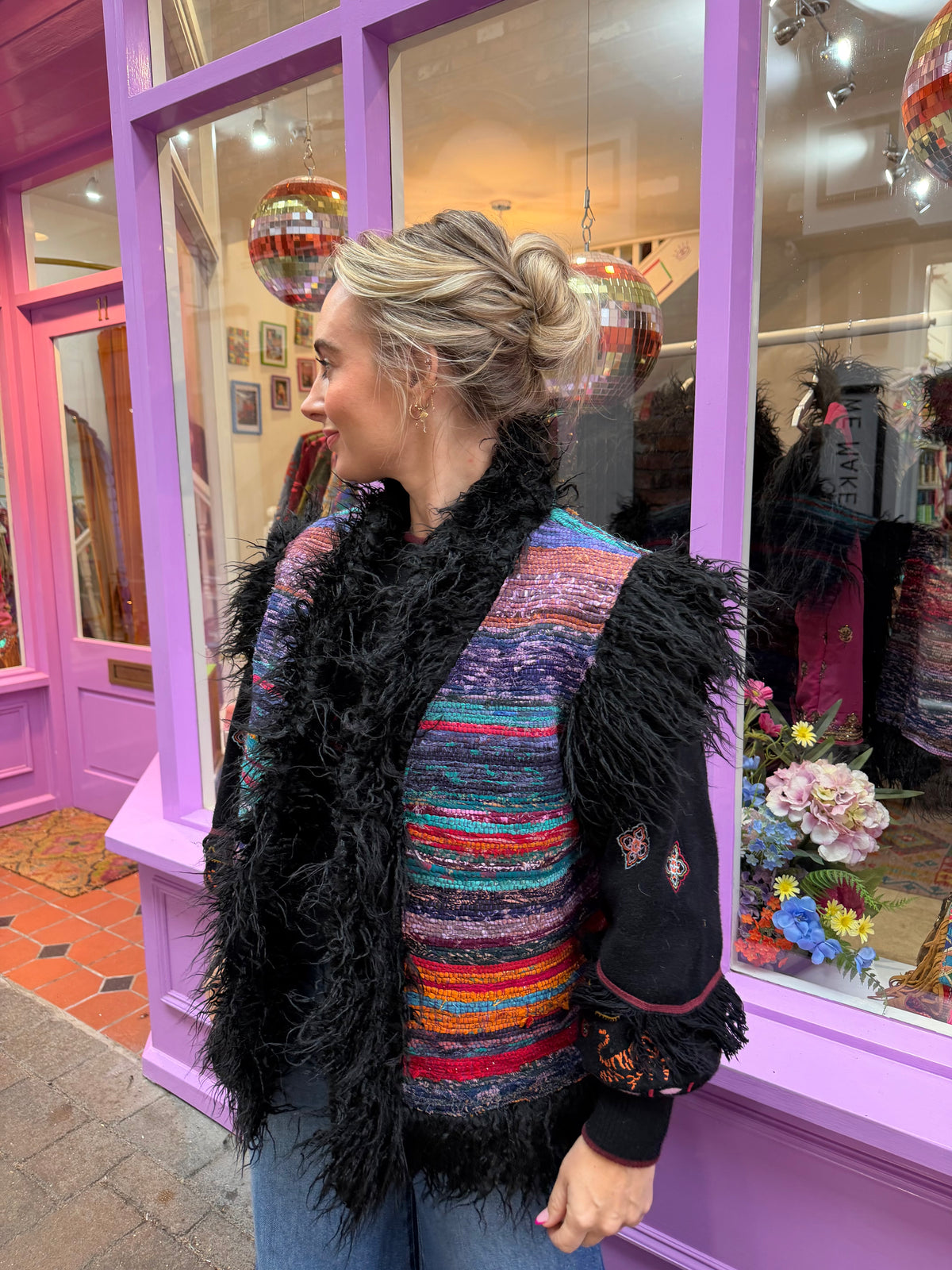 Faux Fur Rag Rug Gilet - 2