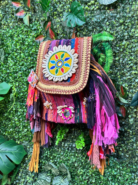 Rag Rug Leather Tassel Backpack - 8