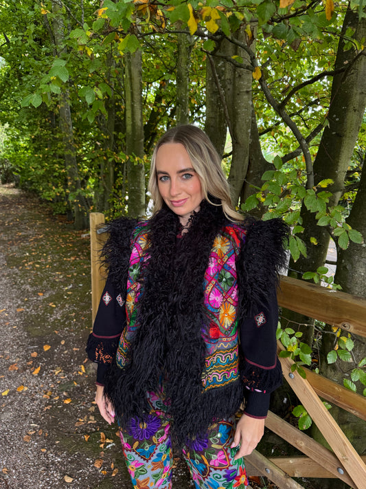 Faux Fur Flower Gilet