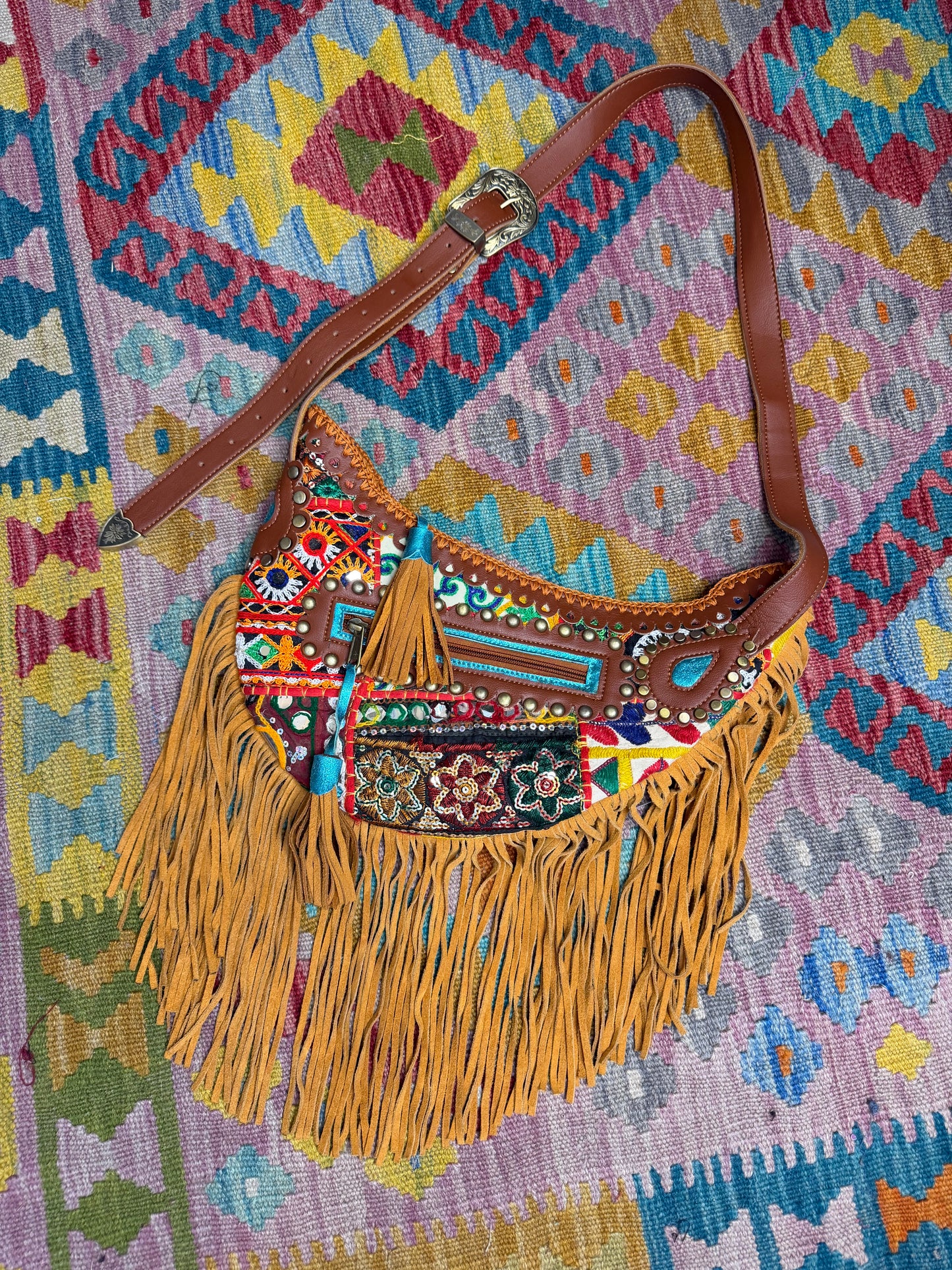 Boho Tan Saddle Fringe Bags