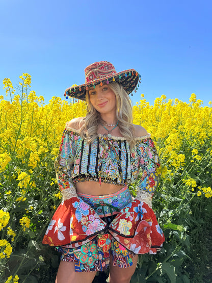 Gypsy Soul Embellished Bardot Top & Skirt Co Ord