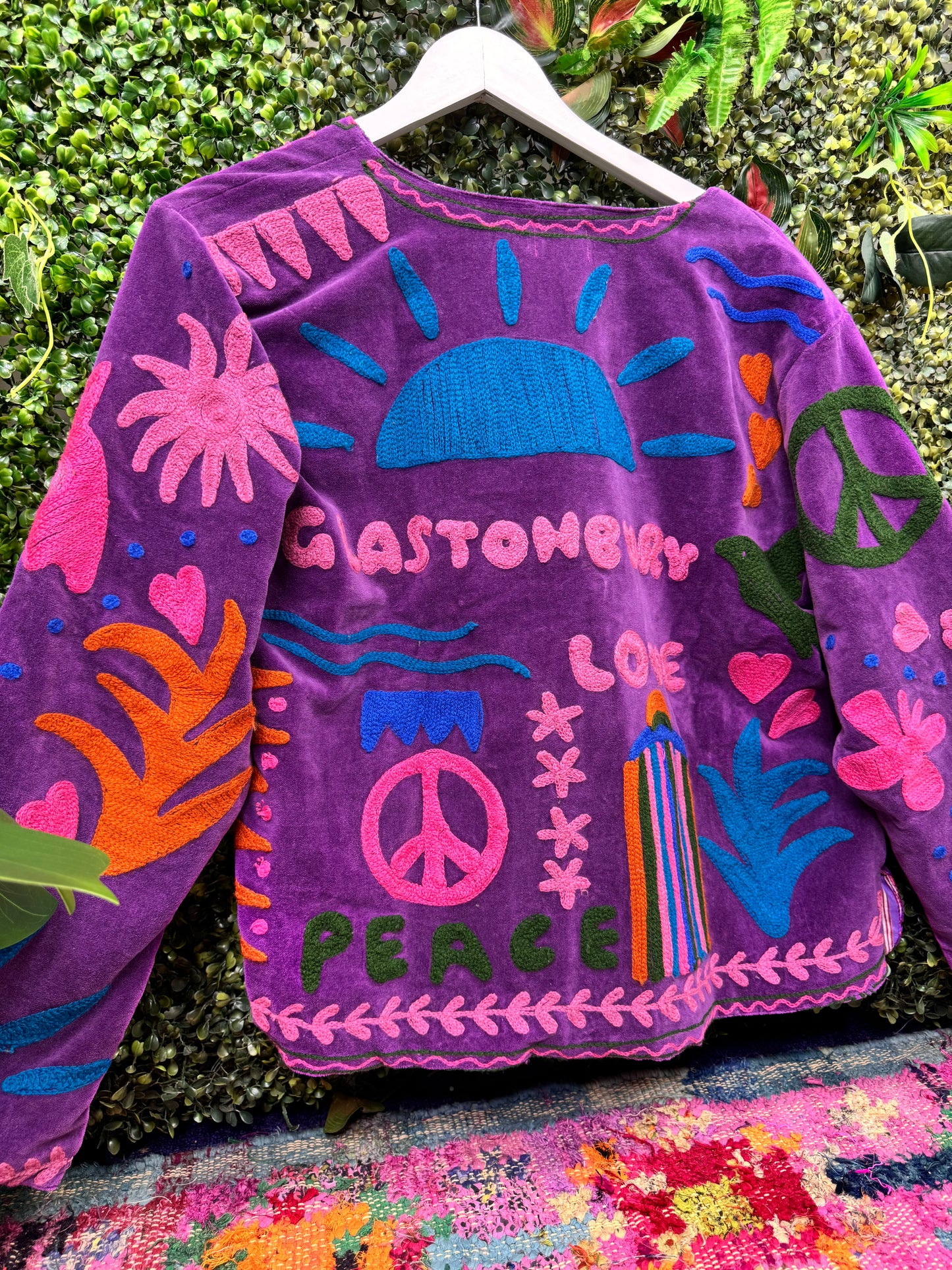 Glastonbury JOY Velvet Duster Jacket in Purple