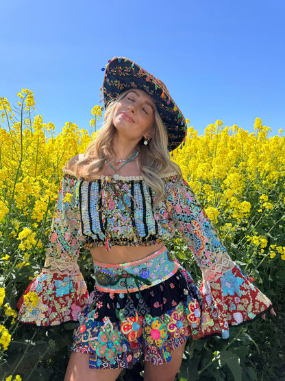 Gypsy Soul Embellished Bardot Top & Skirt Co Ord