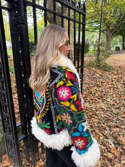 Vintage 70s Afghan Suzani Short Coat