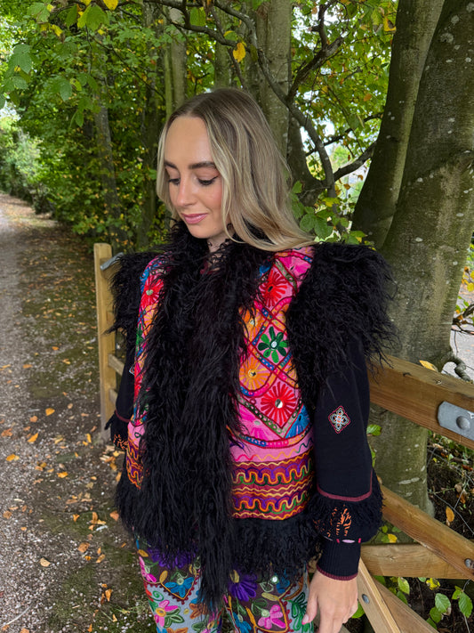 Faux Fur Flower Gilet