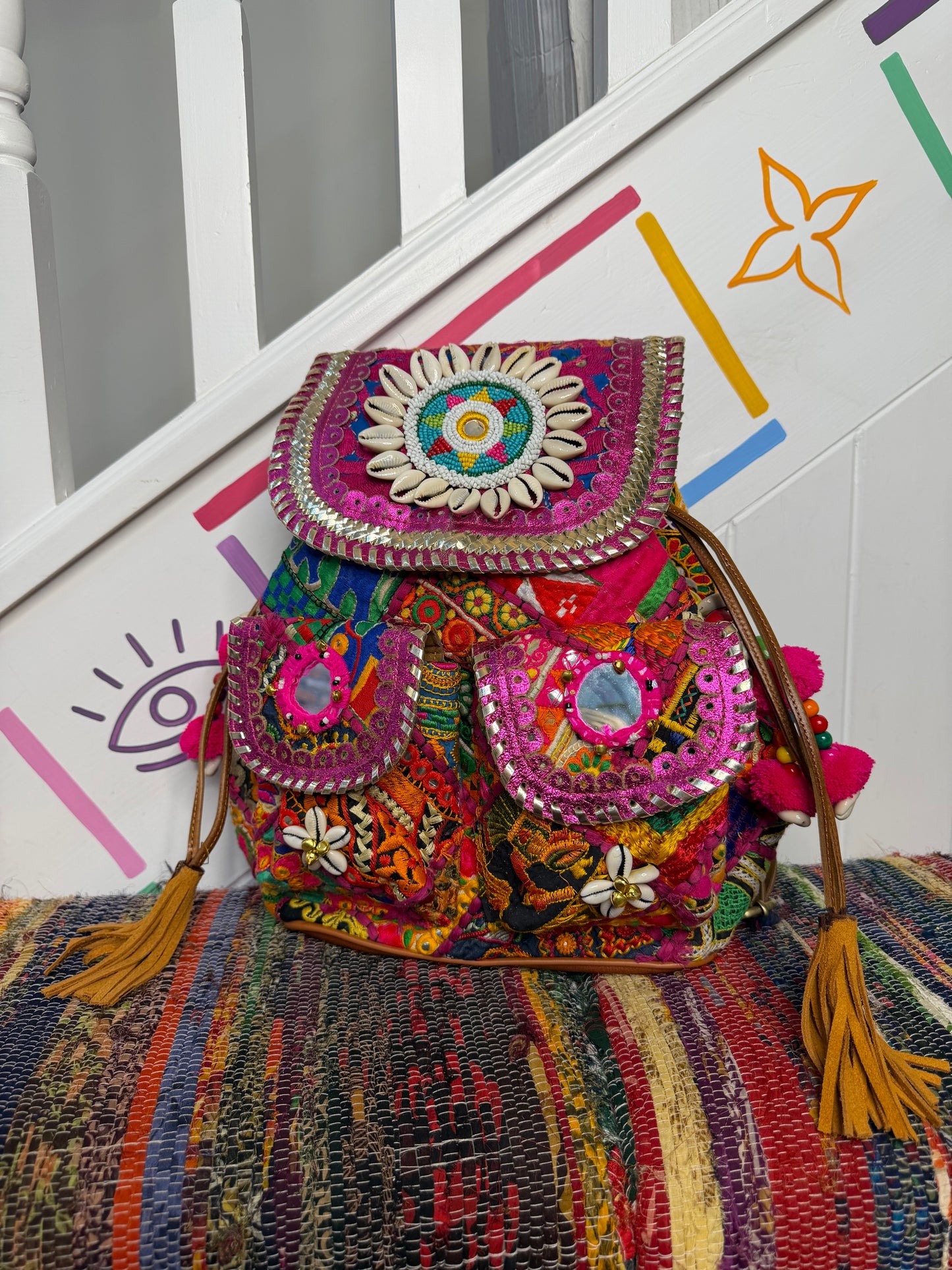 Boho Medium Pink Backpacks