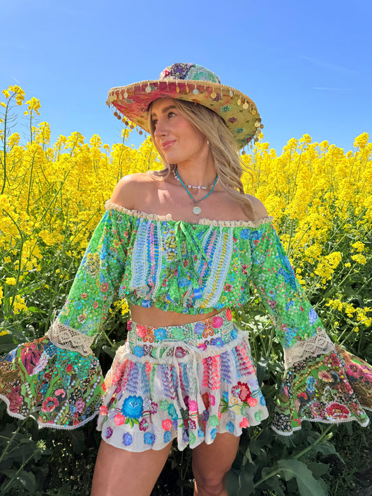 Gypsy Soul Embellished Bardot Top & Skirt Co Ord