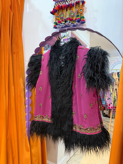 Faux Fur Sari Gilet - 6