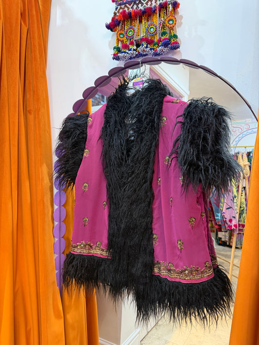 Faux Fur Sari Gilet - 6
