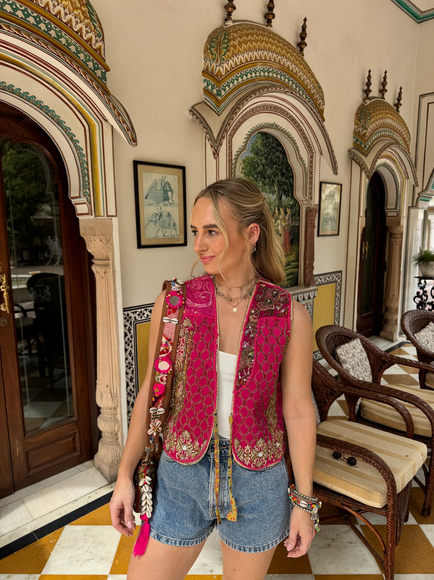 Tapestry Vintage Waistcoat - Pink