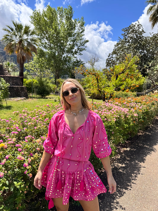 Pink Mirror Zari Dress