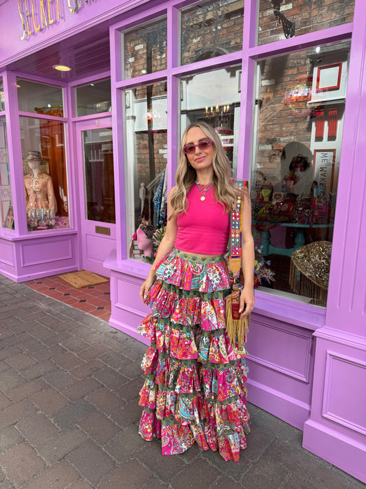 Frida Maxi Skirt - Pink & Green