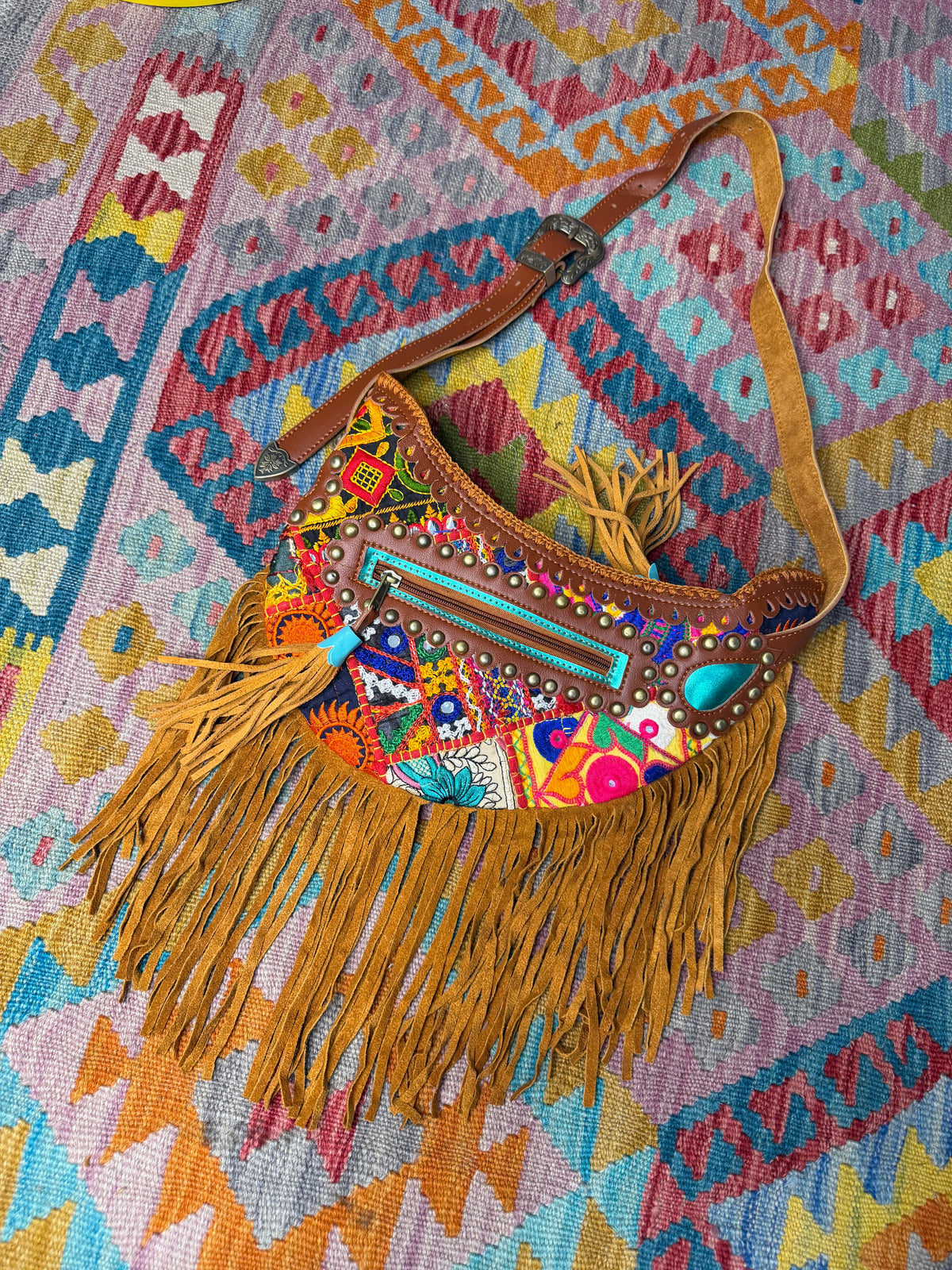 Boho Tan Saddle Fringe Bags