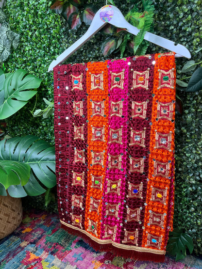 Phulkari Embellished Wool Pink Scarf - 11