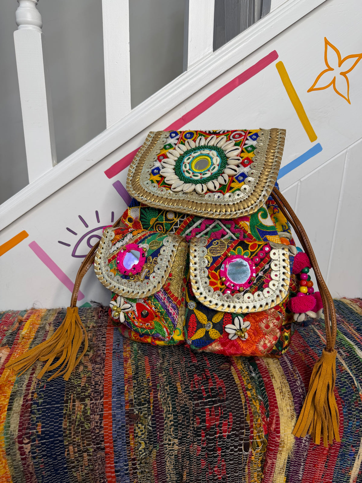 Boho Medium Gold Backpacks
