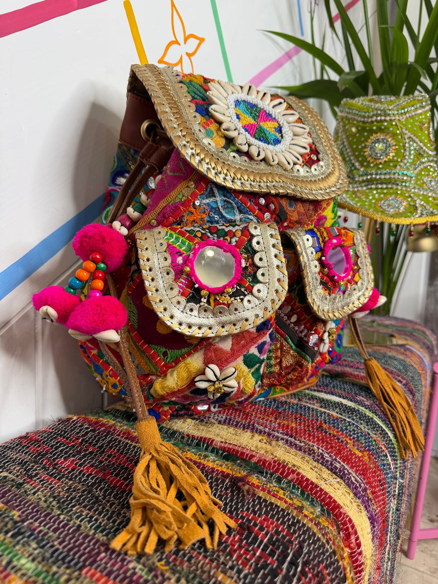 Boho Medium Gold Backpack