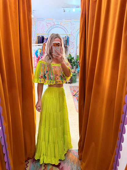 Gypsy Soul Neon Bardot Top & Skirt Co ord