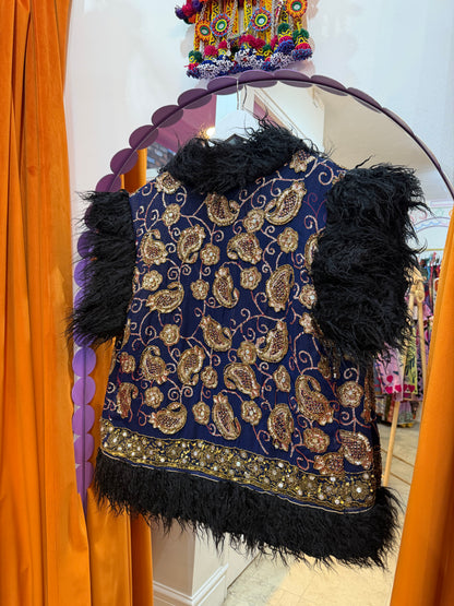 Faux Fur Sari Gilet - 4