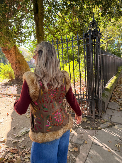Vintage Embroidered Fur Gilet