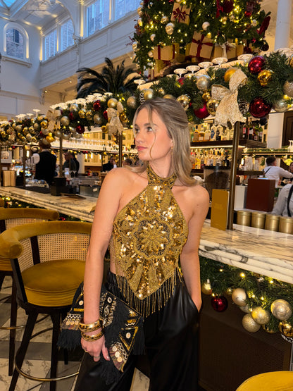 Flower Power Top in Gold