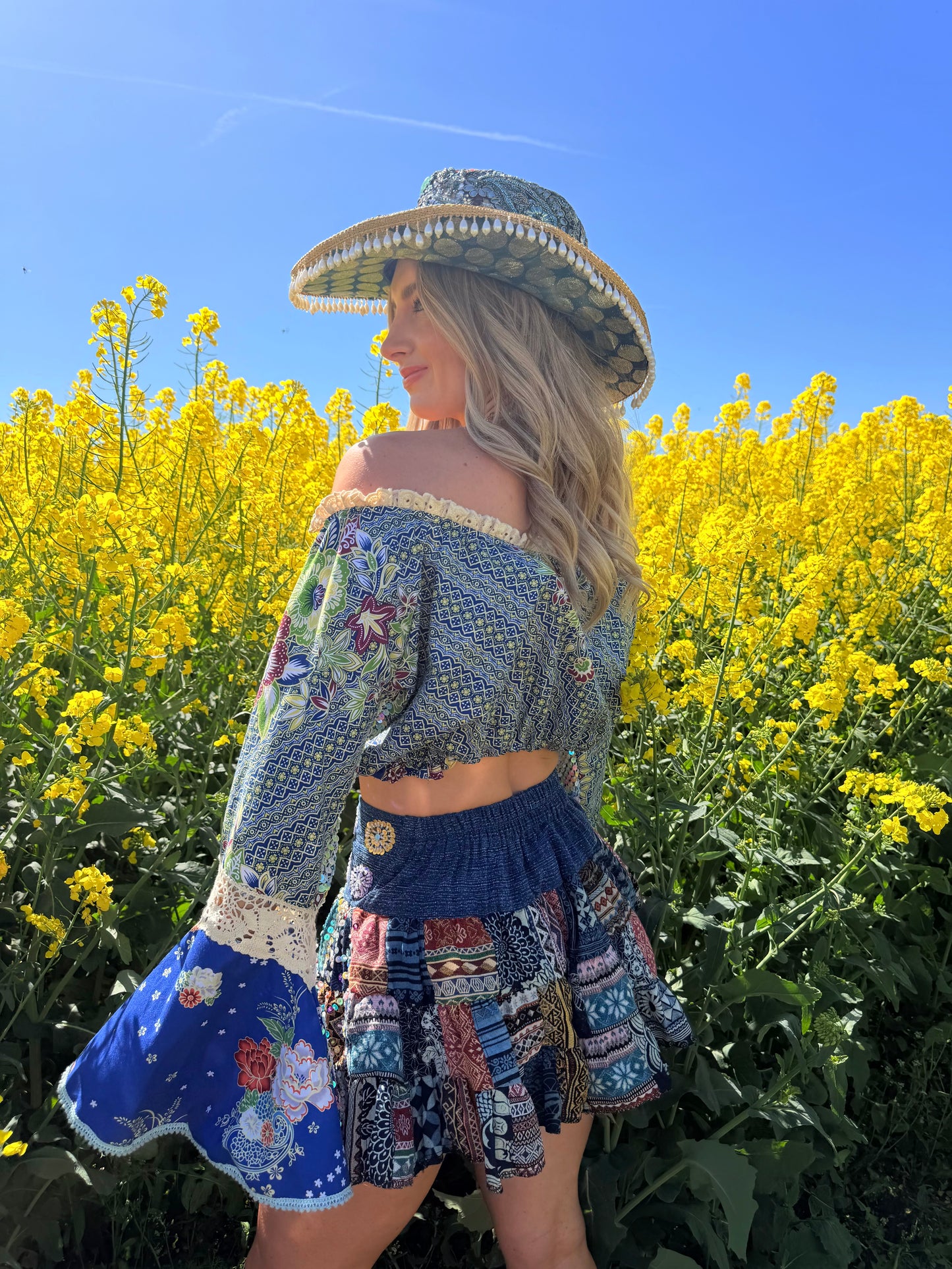 Gypsy Soul Embellished Bardot Top & Skirt Co Ord
