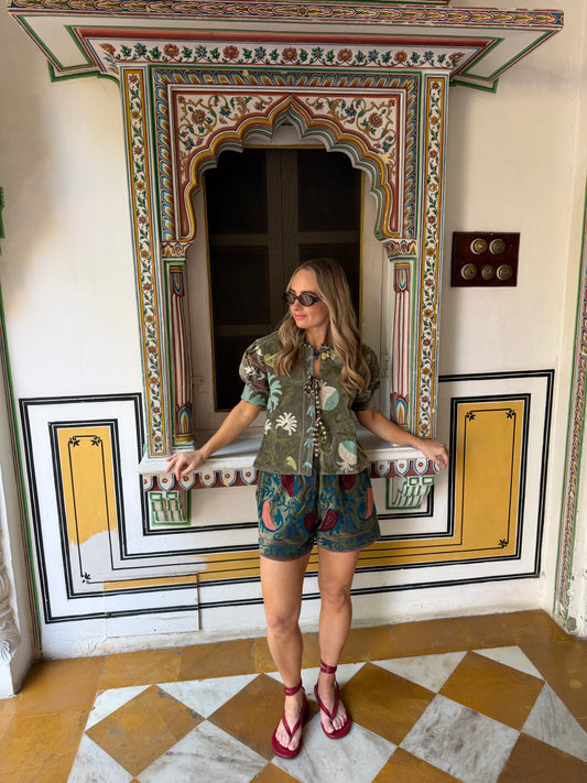 Suzani Velvet Shorts