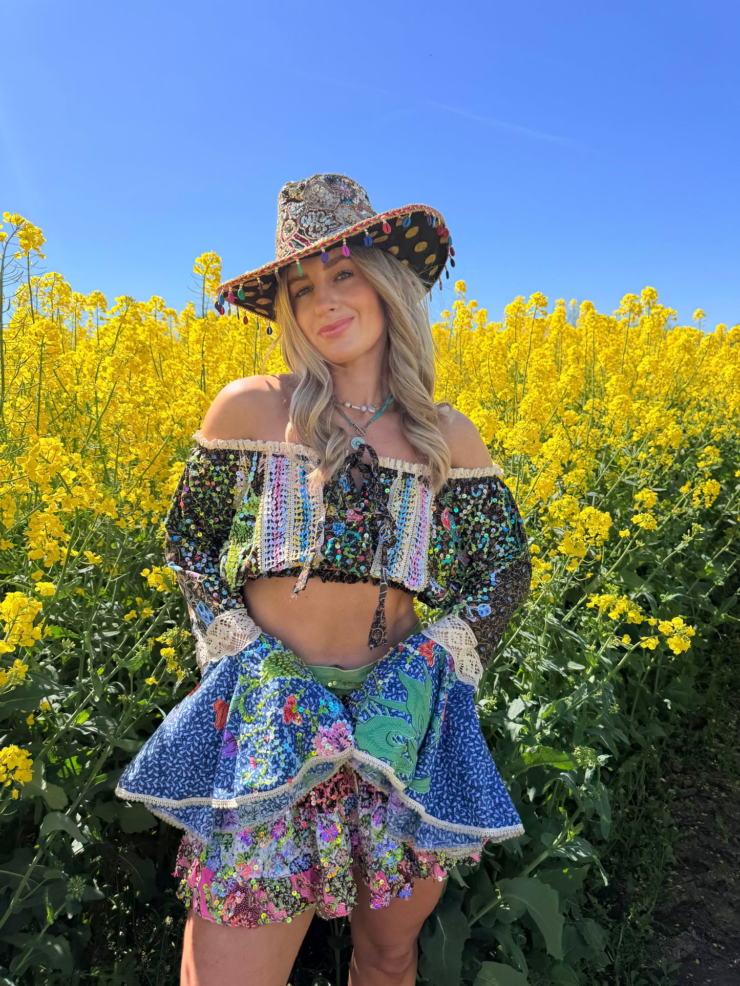 Gypsy Soul Embellished Bardot Top & Skirt Co Ord