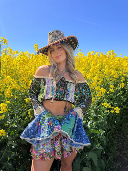Gypsy Soul Embellished Bardot Top & Skirt Co Ord