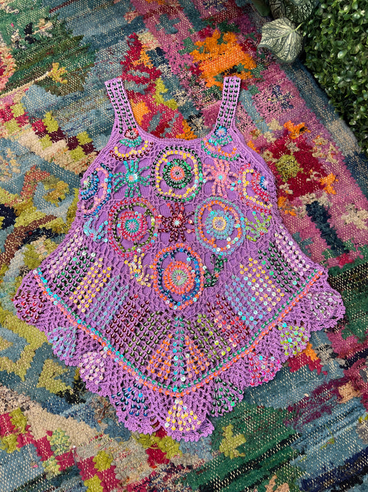 Gypsy Soul Crochet Purple Top