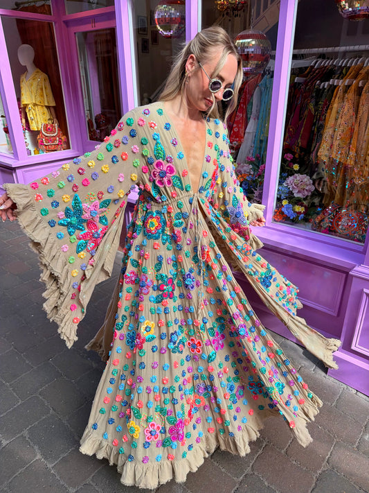 Gypsy Soul Maxi Kimono Ruffle Jacket in