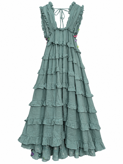 Gypsy Soul Maxi Dress in Muted Blue